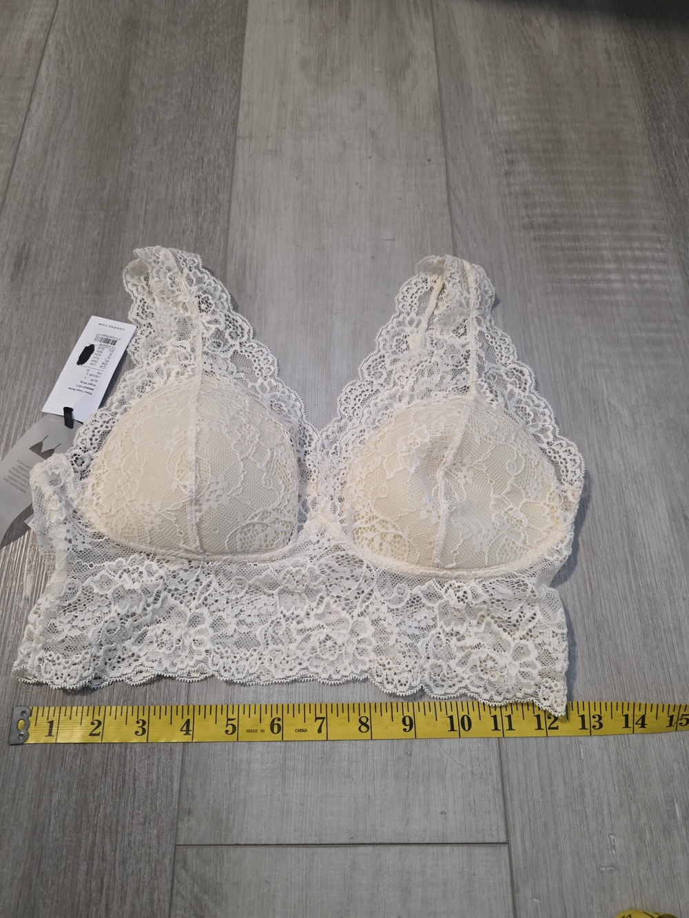 CHANGE Lingerie Lace Bralette Cream Size Large Wireless Soft Cup Floral Lace - Picture 8 of 9